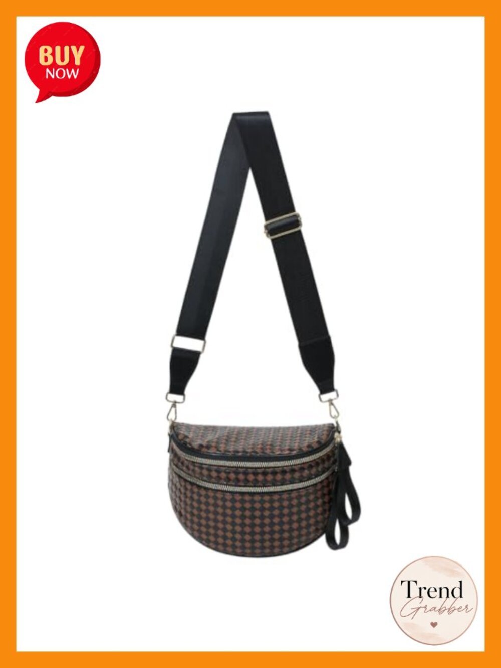 Woven Crossbody Bag Hands-Free Bum Bag Wide Adjustable Strap Water-Resistant